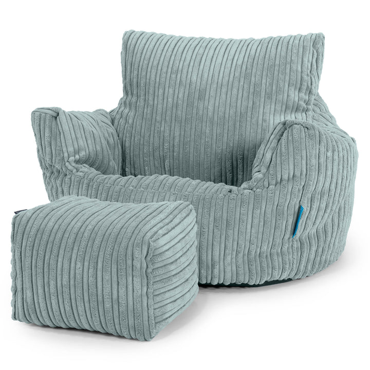 Fauteuil Pouf Bambin 1-3 ans - Côtelé Verte Menthe 02