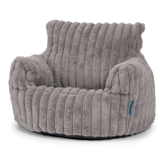 Fauteuil Pouf Bambin 1-3 ans - Velours Côtelé Ultra Pelucheux Gris 01