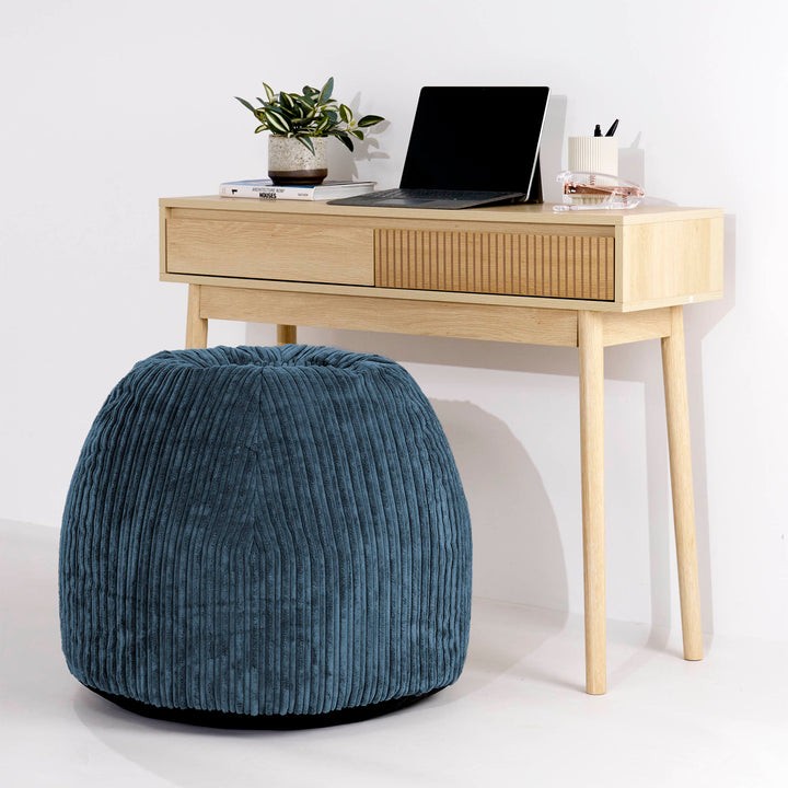 Fauteuil Pouf de Bureau Ergonomique - Côtelé Bleu Marine 02