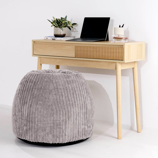 Fauteuil Pouf de Bureau Ergonomique - Côtelé Gris Argent 02
