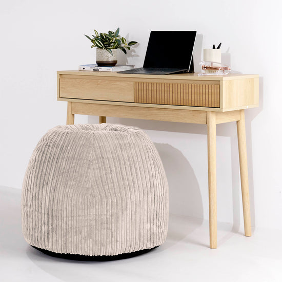 Fauteuil Pouf de Bureau Ergonomique - Côtelé Ivoire 02