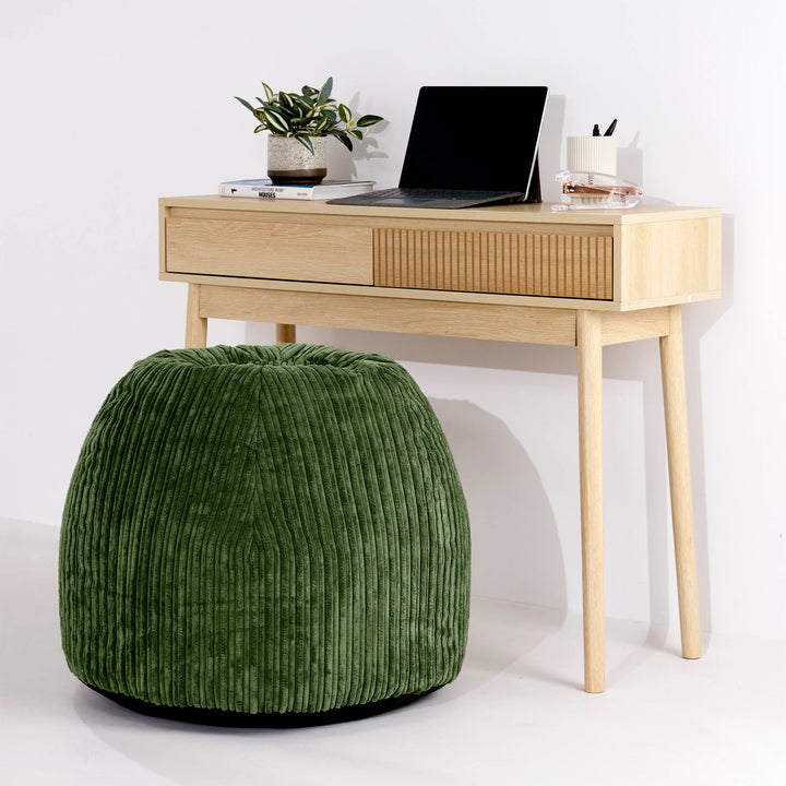 Fauteuil Pouf de Bureau Ergonomique - Côtelé Vert Forêt 02
