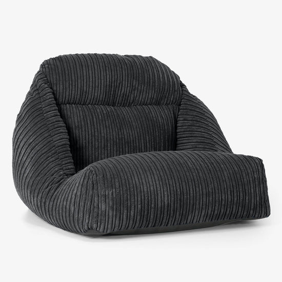 Fauteuil Pouf de Sol Aya - Côtelé Noir 01