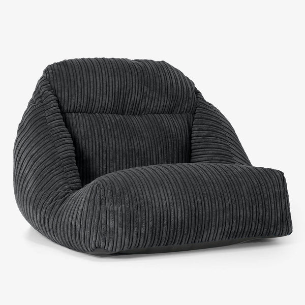 Fauteuil Pouf de Sol Aya - Côtelé Noir 01
