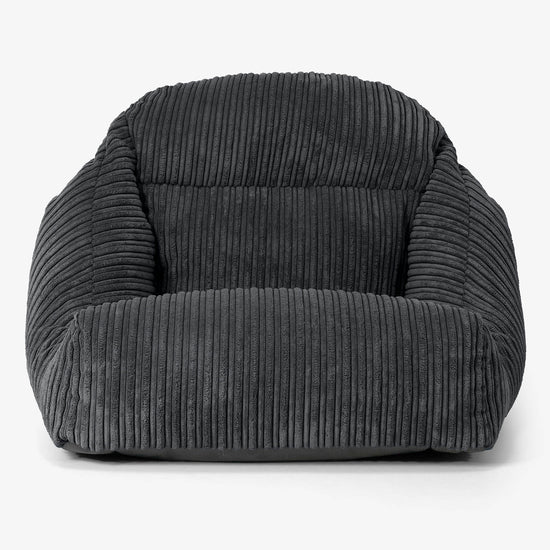 Fauteuil Pouf de Sol Aya - Côtelé Noir 02