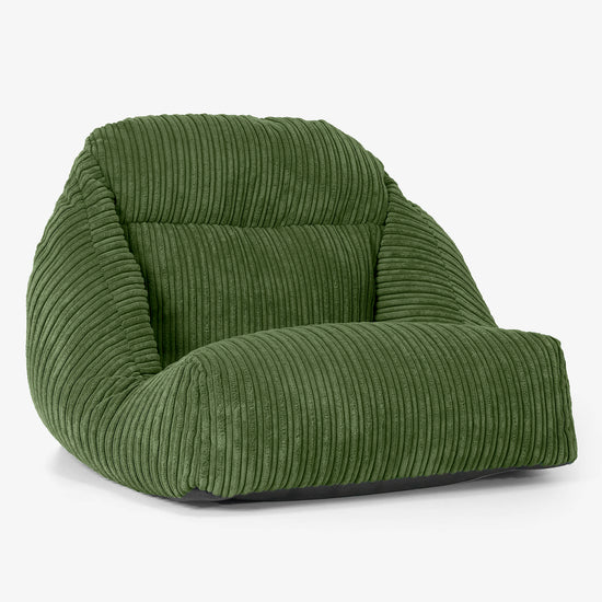 Fauteuil Pouf de Sol Aya - Côtelé Vert Forêt 01