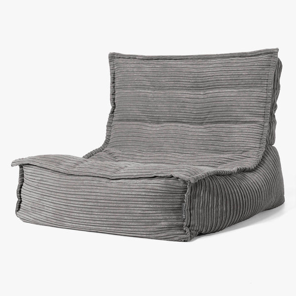 Fauteuil Pouf de Sol Oliver - Côtelé Anthracite 01