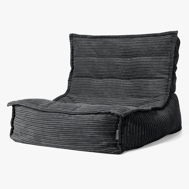 Fauteuil Pouf de Sol Oliver - Côtelé Noir 01