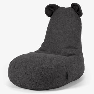Fauteuil Pouf Enfant Animal Ourson 2-6 ans - Bouclé Anthracite