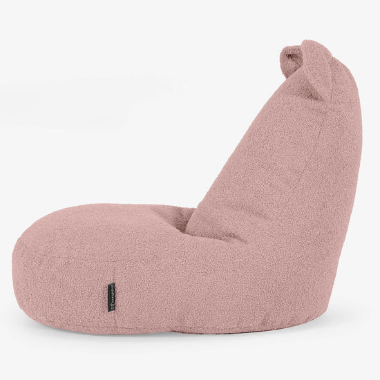 Fauteuil Pouf Enfant Animal Ourson 2-6 ans - Bouclé Rose 02