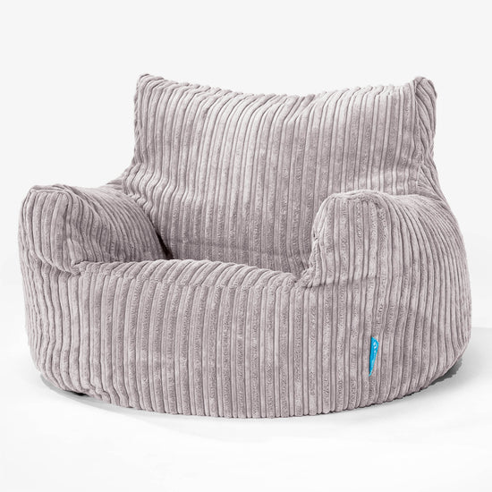 Fauteuil Pouf Enfant 3-8 ans - Côtelé Gris Argent 01