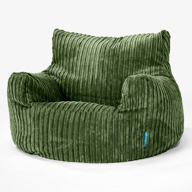 Fauteuil Pouf Enfant 3-8 ans - Côtelé Vert Forêt 01