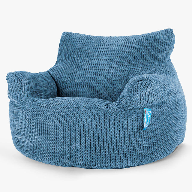 Fauteuil Pouf Enfant 3-8 ans - Pompon Bleu Ciel 01