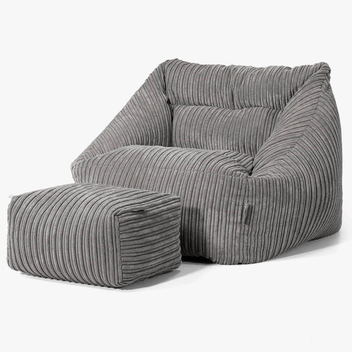Fauteuil Pouf Maya - Côtelé Anthracite 02