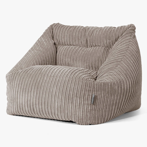 Fauteuil Pouf Maya - Côtelé Grège 01