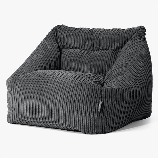 Fauteuil Pouf Maya - Côtelé Noir 01