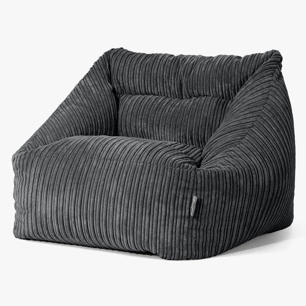 Fauteuil Pouf Maya - Côtelé Noir 01