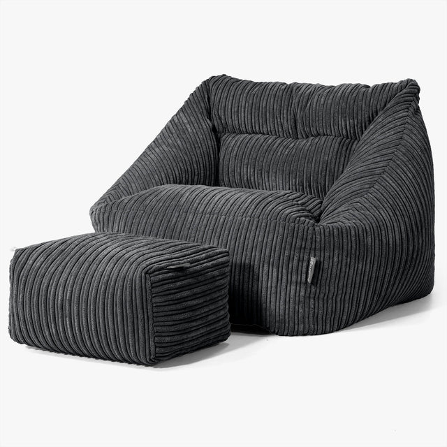 Fauteuil Pouf Maya - Côtelé Noir 02