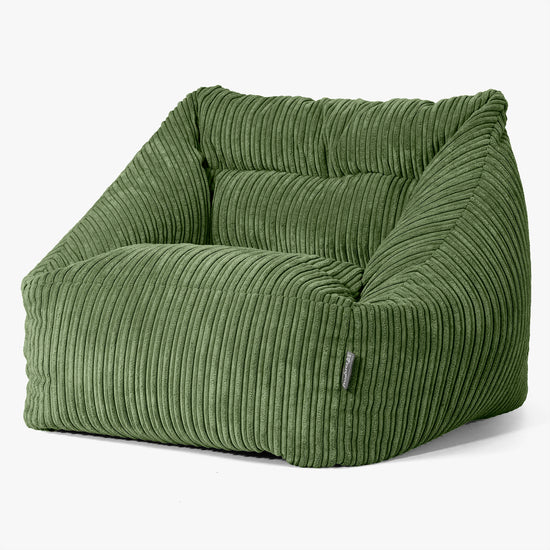 Fauteuil Pouf Maya - Côtelé Vert Forêt 01