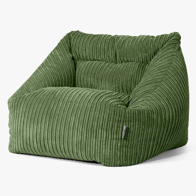 Fauteuil Pouf Maya - Côtelé Vert Forêt 01