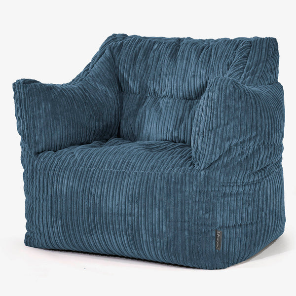 Fauteuil Pouf Victor - Côtelé Bleu Marine 01
