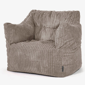 Fauteuil Pouf Victor - Côtelé Grège