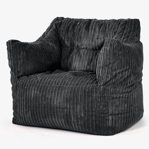 Fauteuil Pouf Victor - Côtelé Noir