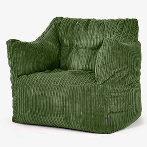 Fauteuil Pouf Victor - Côtelé Vert Forêt