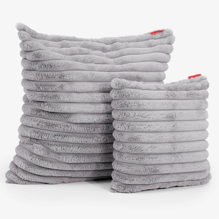 Grand Housse de Coussin 70 x 70cm - Velours Côtelé Ultra Pelucheux Gris 02