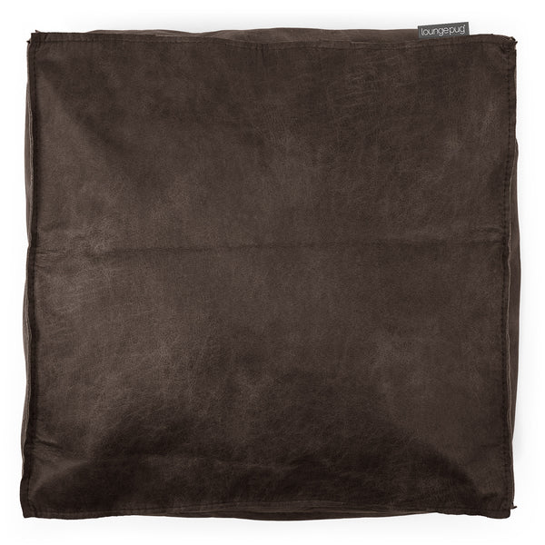 Grand Coussin de Sol - Cuir Vintage Gris Ardoise Fabric Close-up Image
