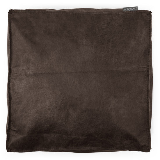 Grand Coussin de Sol - Cuir Vintage Gris Ardoise 02
