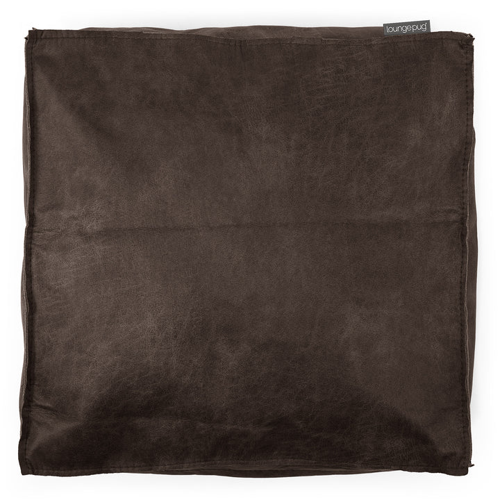 Grand Coussin de Sol - Cuir Vintage Gris Ardoise 02