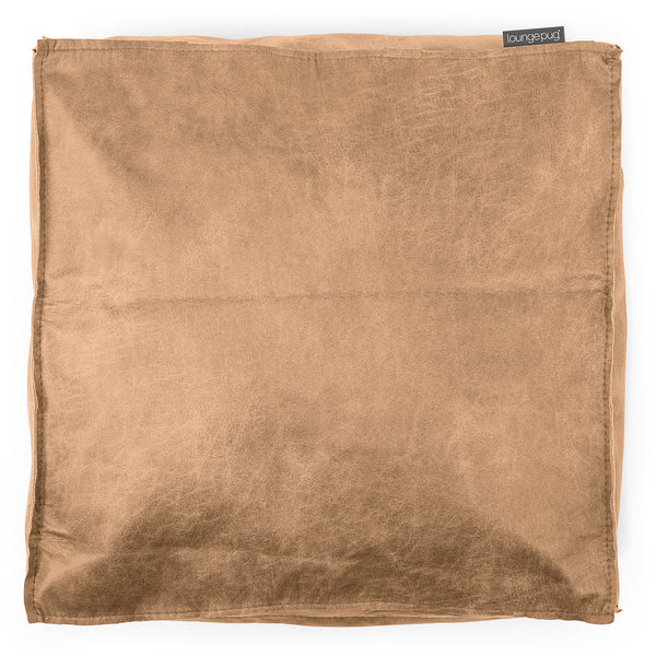 Grand Coussin de Sol - Cuir Vintage Marron Clair Fabric Close-up Image