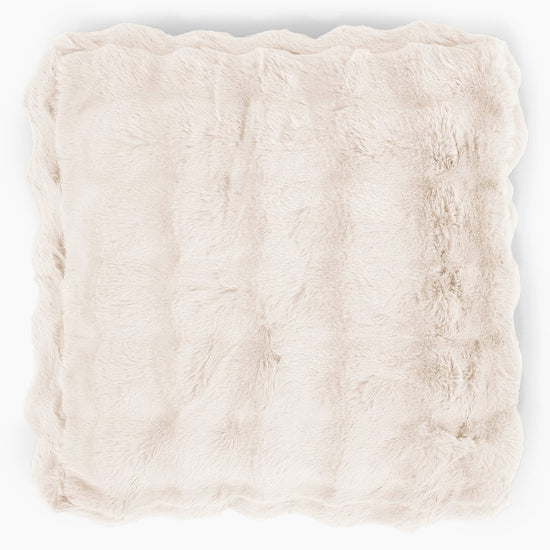 Grand Coussin de Sol - Fausse Fourrure à Bulles Crème 02