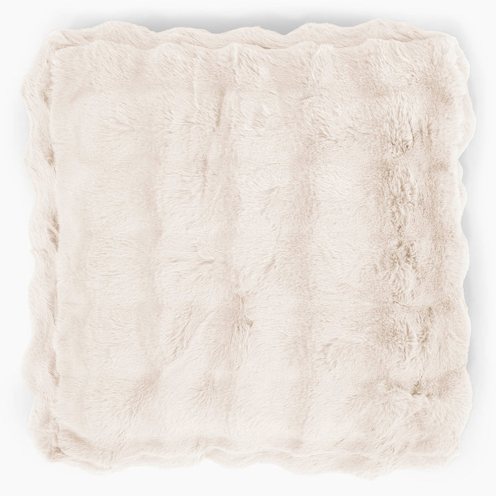Grand Coussin de Sol - Fausse Fourrure à Bulles Crème 02