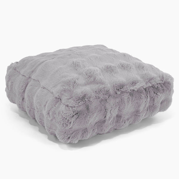 Grand Coussin de Sol - Fausse Fourrure à Bulles Gris 01