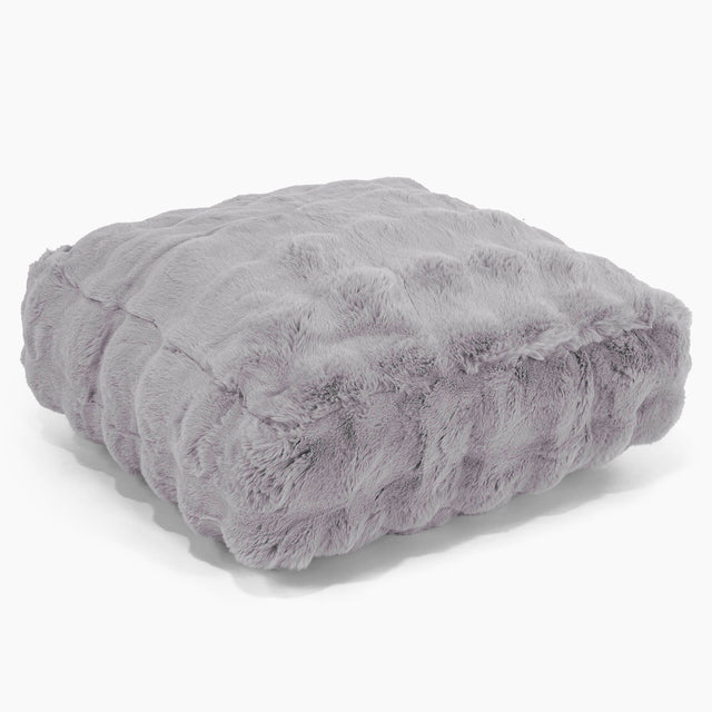 Grand Coussin de Sol - Fausse Fourrure à Bulles Gris 01
