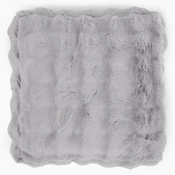 Grand Coussin de Sol - Fausse Fourrure à Bulles Gris 02