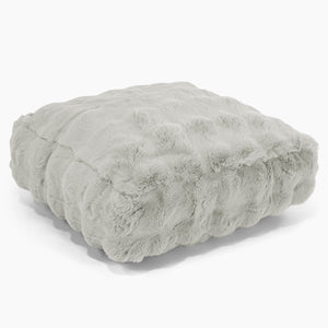 Grand Coussin de Sol - Fausse Fourrure à Bulles Vert Sauge