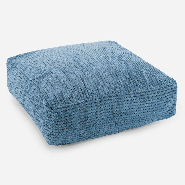 Grand Coussin de Sol - Pompon Bleu Ciel 01