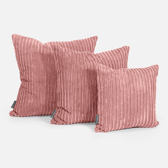 Grand Housse de Coussin 70 x 70cm - Côtelé Pêche 02