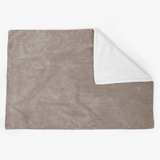 Grand Plaid / Couverture Sherpa 140 x 200cm - Côtelé Grège 02