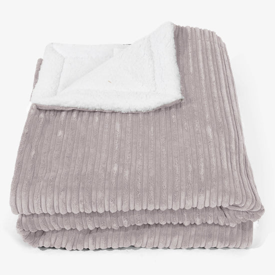 Grand Plaid / Couverture Sherpa 140 x 200cm - Côtelé Gris Argent 01