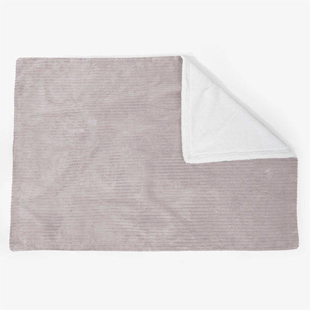 Grand Plaid / Couverture Sherpa 140 x 200cm - Côtelé Gris Argent 02