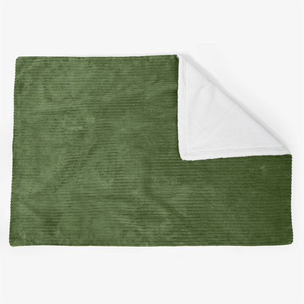 Grand Plaid / Couverture Sherpa 140 x 200cm - Côtelé Vert Forêt 01