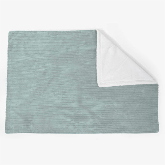 Grand Plaid / Couverture Sherpa 140 x 200cm - Côtelé Verte Menthe 02