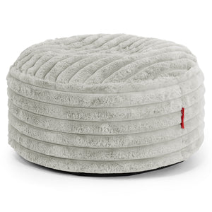 Grand Repose-pied Rond - Velours Côtelé Ultra Pelucheux Vert Sauge