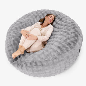 Canapé Pouf Géant Grande Mammouth - Fausse Fourrure à Bulles Gris