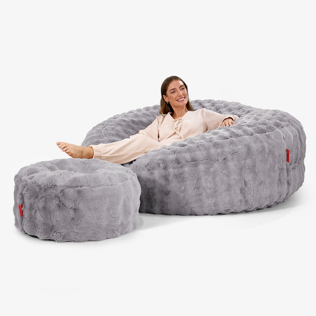 Canapé Pouf Géant Grande Mammouth - Fausse Fourrure à Bulles Gris
