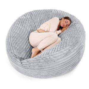 Canapé Pouf Géant Grande Mammouth - Velours Côtelé Ultra Pelucheux Bleu Dragé